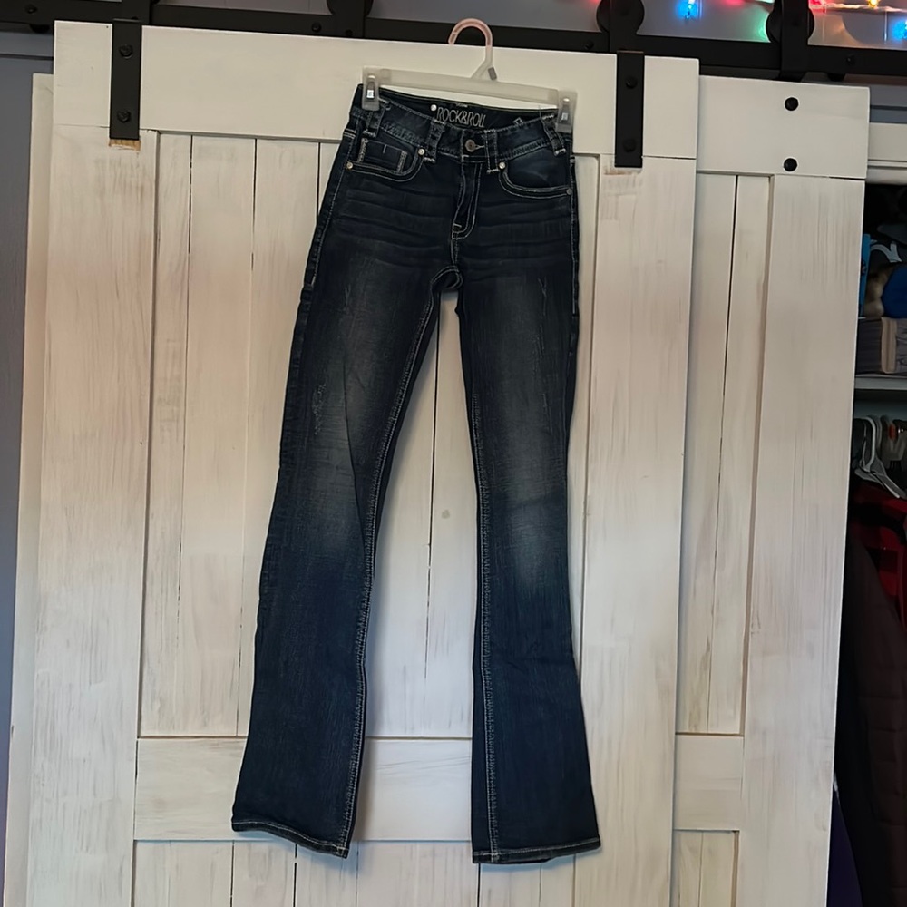 Rock and Roll size 24x36 mid rise bootcut jeans.